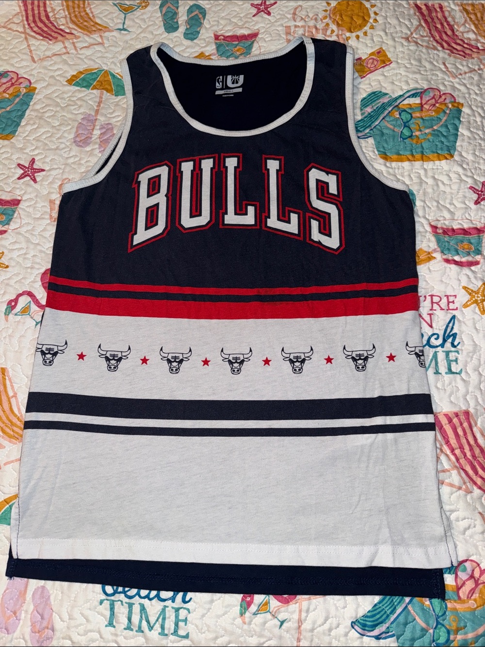 NBA Bulls Patriotic Tank Top with Team Logos